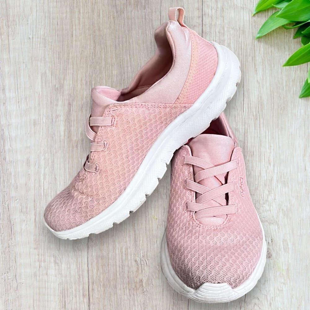 RYKA Whim Slip On Sneakers Peachy Pink Mesh Lace Up Athletic Walking Shoes